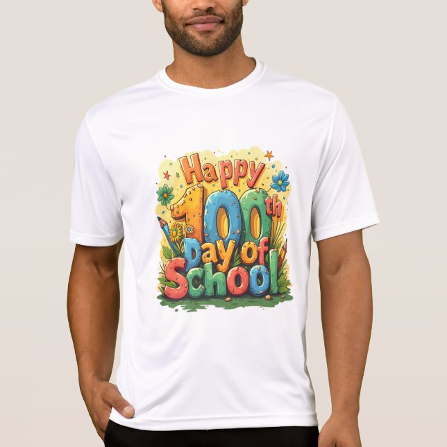 Camiseta feliz 100º dia da escola (Frente)