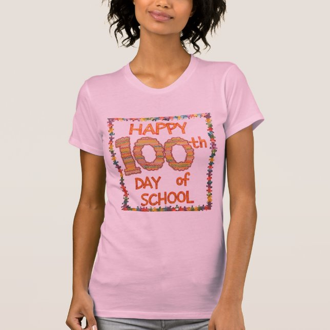 Camiseta feliz 100º dia da escola (Frente)