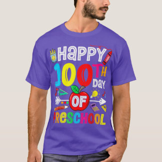Camiseta Feliz 100º Dia Da Escola 100 Dias De Pré-Escolas T