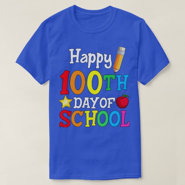 Camiseta Feliz 100º Dia da Escola 2 1 (Frente do Design)