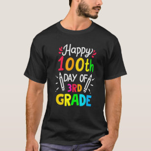 Camiseta Feliz 100º dia da escola 3º ano de coloração