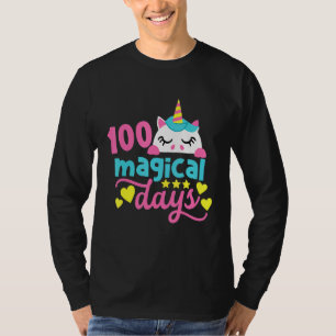 Camiseta Feliz 100º Dia Da Escola Arco-Íris Unicórnio 100 M
