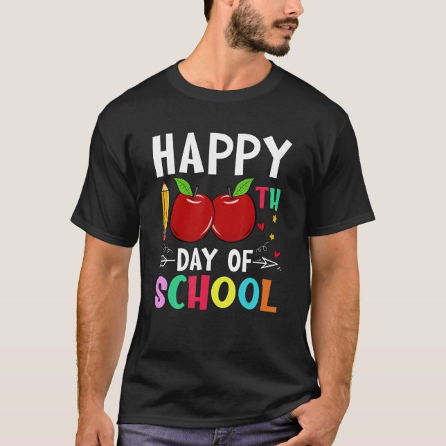 Camiseta Feliz 100º Dia Da Escola Cute 100 Dias De Escola (Frente)