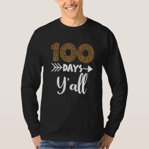 Camiseta Feliz 100º Dia da Escola Ensino Y'all Leopard Skin