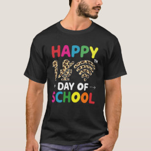 Camiseta Feliz 100º Dia da Escola Leopard Wifi Mute Mic Fu