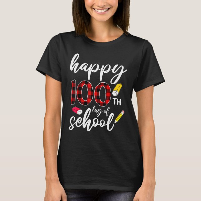 Camiseta Feliz 100º Dia Da Escola Para Professores Buffalo  (Frente)