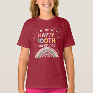 Camiseta Feliz 100º dia da escola Rainbow Kids T-Shirt