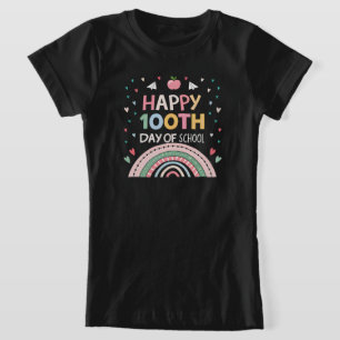 Camiseta Feliz 100º dia da escola Rainbow Kids T-Shirt