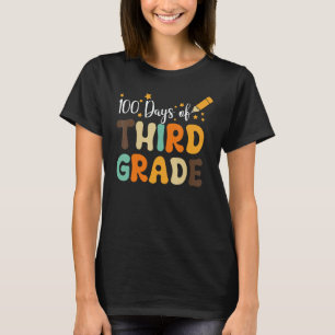 Camiseta Feliz 100º Dia da Escola Retro Groovy 100 Dias
