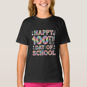 Camiseta Feliz 100º Dia Da Escola Tie Dye Arco-íris 100 Dia