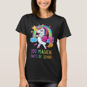 Camiseta Feliz 100º Dia da Escola Unicórnio 100 Dias Mágico