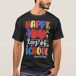 Camiseta Feliz 100º Dia De Almoço De Maçã Vermelha Na Escol