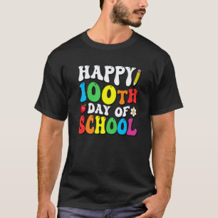 Camiseta Feliz 100º Dia de Aula Professor Aluno 100 Dias