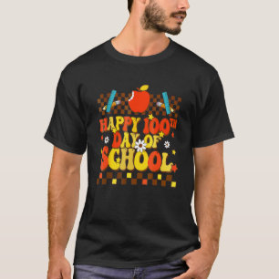 Camiseta Feliz 100º Dia De Aula Professor Crianças Retro Gr