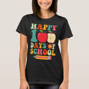 Camiseta Feliz 100º Dia De Aula Professor Crianças Retro Gr