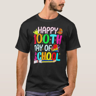 Camiseta Feliz 100º Dia De Aula Professores Crianças Engraç