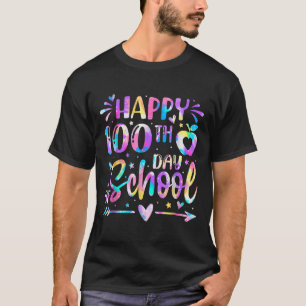 Camiseta Feliz 100º Dia De Colégio Tie Dye Rainbow 100 Dias