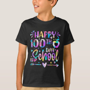 Camiseta Feliz 100º Dia De Colégio Tie Dye Rainbow 100 Dias