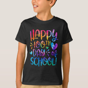 Camiseta Feliz 100º Dia De Colégio Tie Dye Rainbow 100 Dias