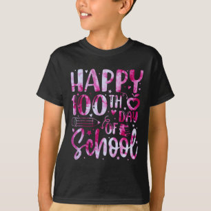 Camiseta Feliz 100º Dia De Colégio Tie Dye Rainbow 100 Dias