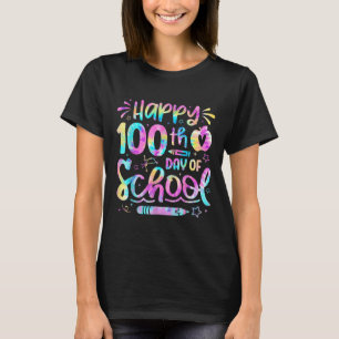 Camiseta Feliz 100º Dia De Colégio Tie Dye Rainbow 100 Dias