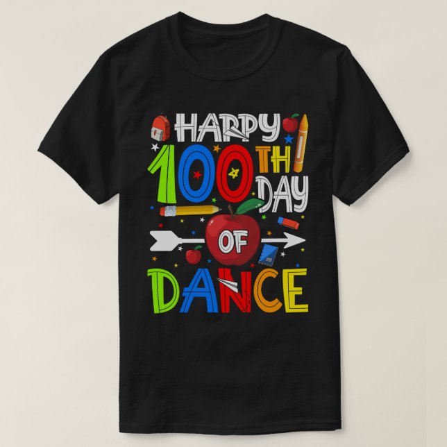 Camiseta Feliz 100º dia de dança Professor ou Estudante T-S (Frente do Design)