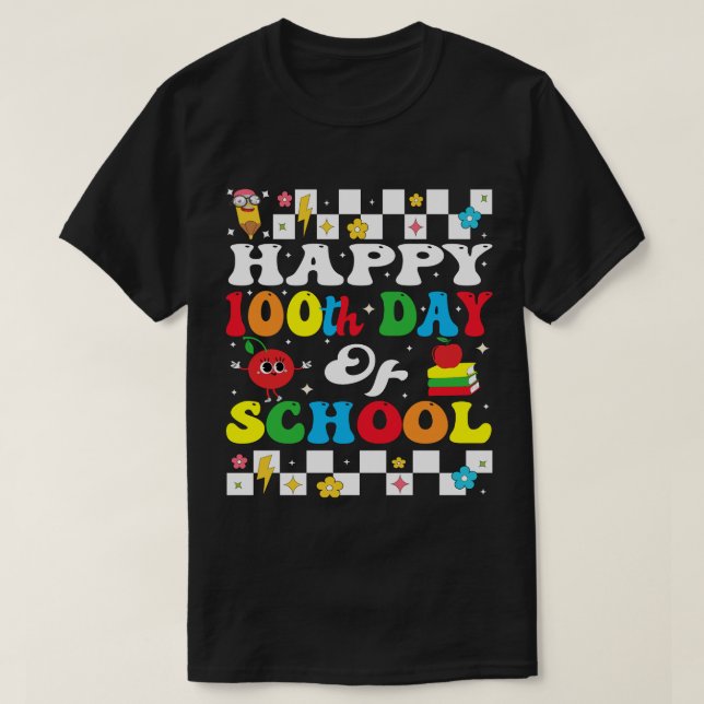 Camiseta Feliz 100º Dia de Escola (Frente do Design)
