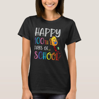 Camiseta Feliz 100º Dia De Escola Mochila Alunos Professore