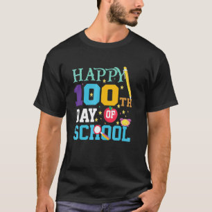 Camiseta Feliz 100º Dia De Escola Professor Maçã Crianças 1