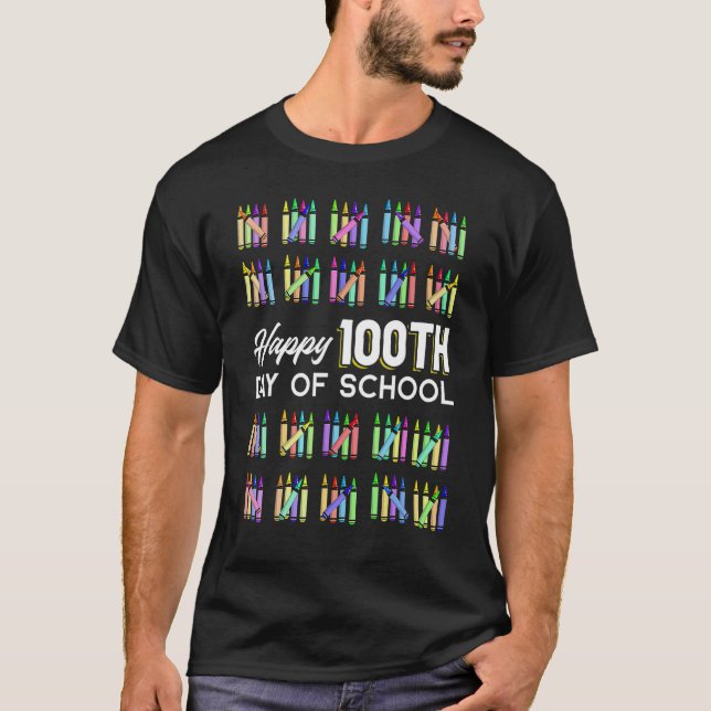 Camiseta Feliz 100º Dia De Estudante Escolar 100 Dias De Es (Frente)