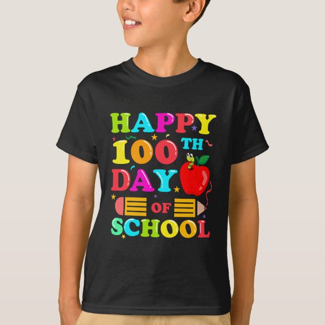 Camiseta Feliz 100º Dia De Estudante Escolar Oferecido 100  (Frente)