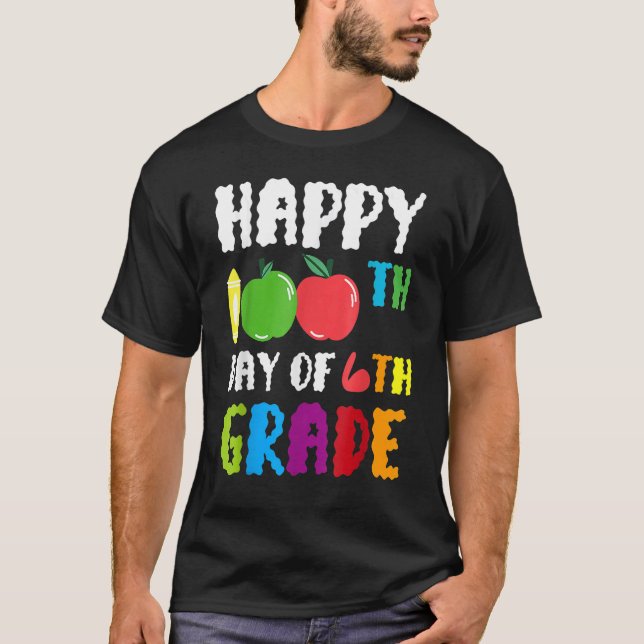 Camiseta Feliz 100º Dia De Fruta De Comida De Maçã Da 6 (Frente)