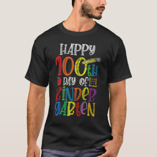 Camiseta Feliz 100º Dia De Kinder Garten 100 Dias De Escola