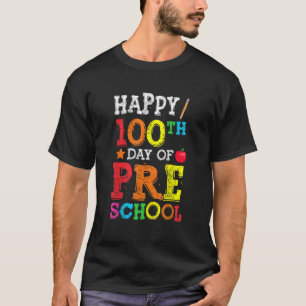 Camiseta Feliz 100º Dia De Pré-Escolas Coloridos De Volta A