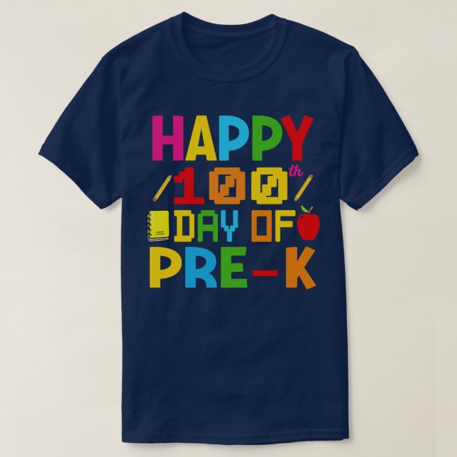 Camiseta Feliz 100º Dia De Prek 100 Dia Da Escola Ken (Frente do Design)