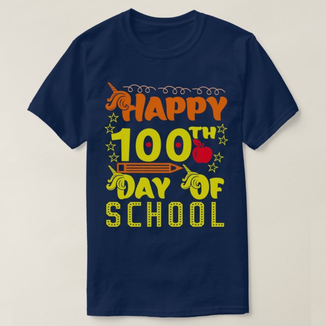 Camiseta feliz 100º dia de presente escolar para estudantes (Frente do Design)