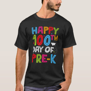Camiseta Feliz 100º Dia De Professor De Escola Pré K Menino