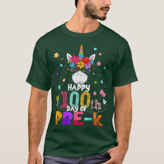 Camiseta Feliz 100º Dia De Professor De Máscara Pré-K Unicó