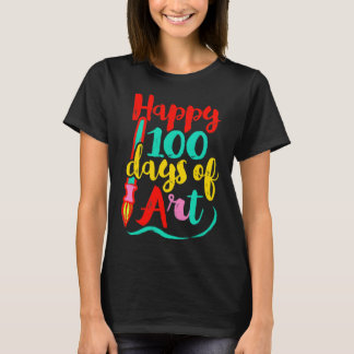 Camiseta Feliz 100º Dia De Professora De Arte Engraçado 100
