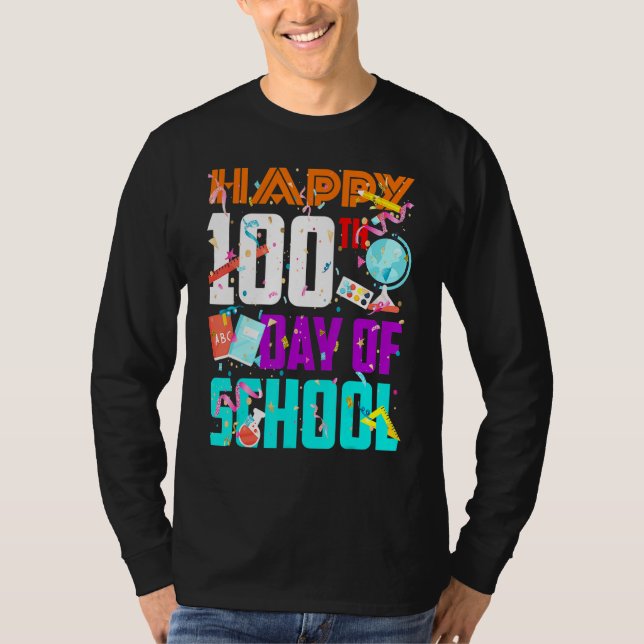 Camiseta Feliz 100º Dia De Professora Engraçado Da Escola K (Frente)