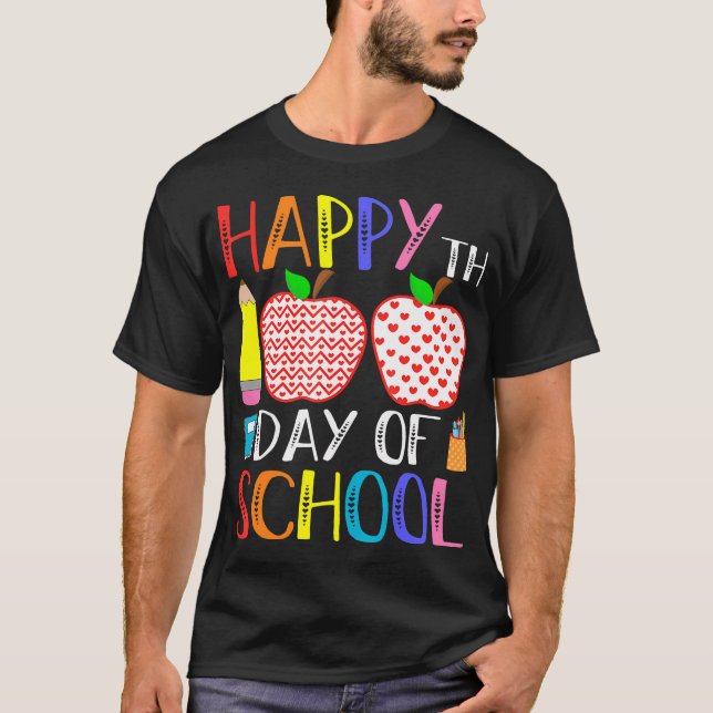 Camiseta Feliz 100º Dia De Professora Escolar 100 Dias (Frente)