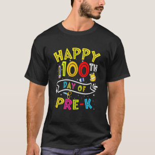 Camiseta Feliz 100º Dia De Professora Pré-K 100 Dias De Esc