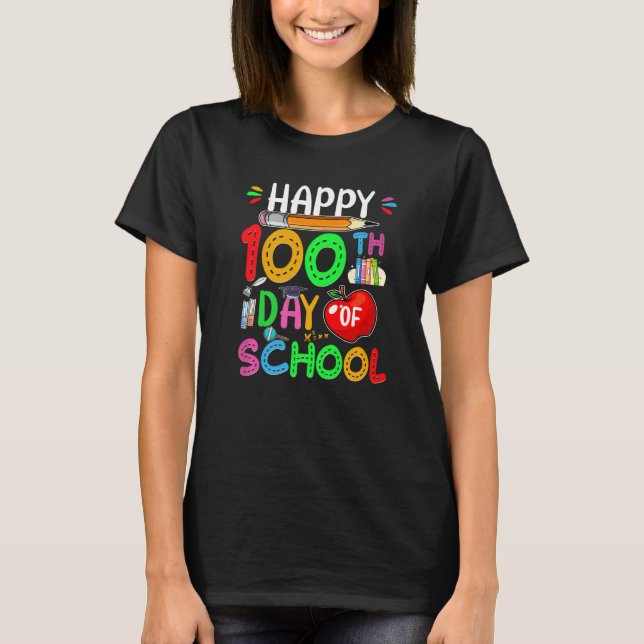 Camiseta Feliz 100º Dia De Professores Crianças Mais Inteli (Frente)