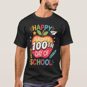Camiseta Feliz 100º Dia de Professores Crianças Meninas