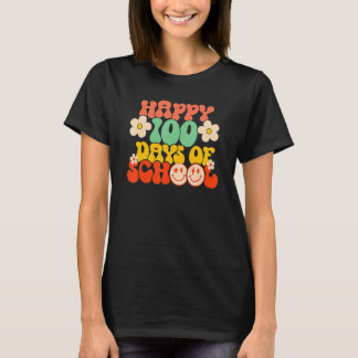 Camiseta Feliz 100º Dia De Professores Crianças Retro Groov