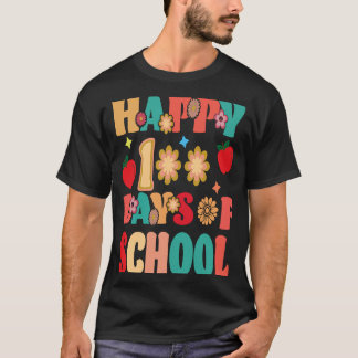 Camiseta Feliz 100º Dia De Professores Crianças Retro Groov