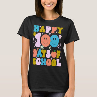 Camiseta Feliz 100º Dia De Professores Crianças Retro Groov