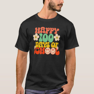 Camiseta Feliz 100º Dia De Professores Crianças Retro Groov
