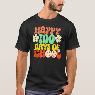 Camiseta Feliz 100º Dia De Professores Crianças Retro Groov