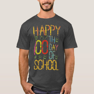 Camiseta Feliz 100º Dia de Professores E Estudantes Escolar
